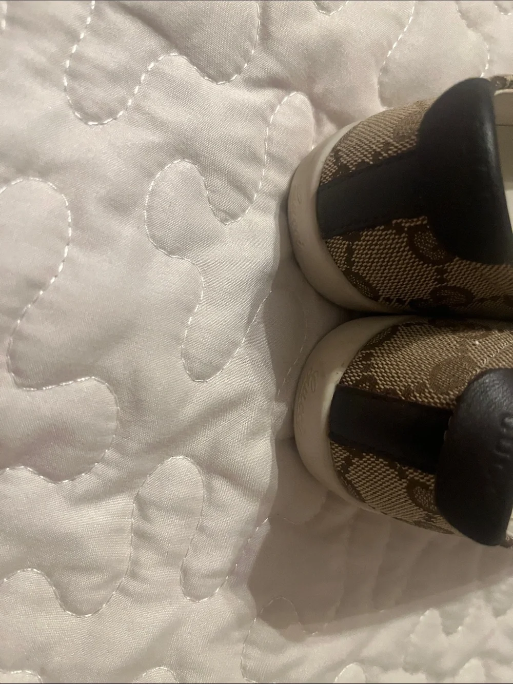 Gucci Beige and Brown Logo-Print Kids Sneakers